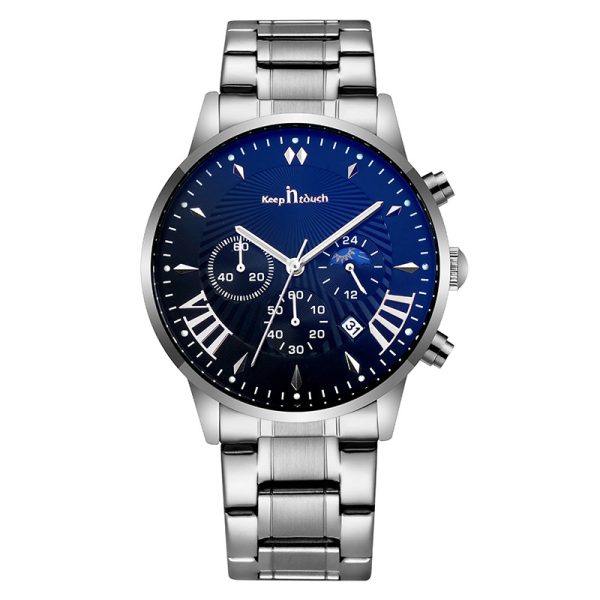 Montre Homme Élégance – Bracelet Maille Acier & Cadran Chronographe