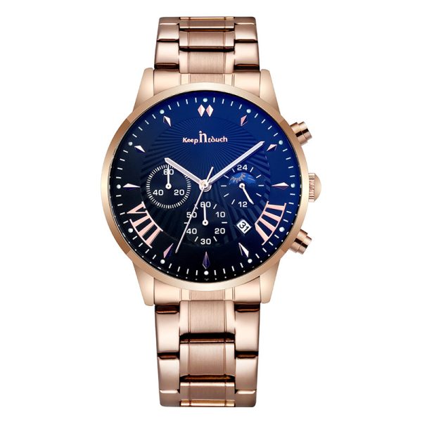 Montre Homme Élégance – Bracelet Maille Acier & Cadran Chronographe