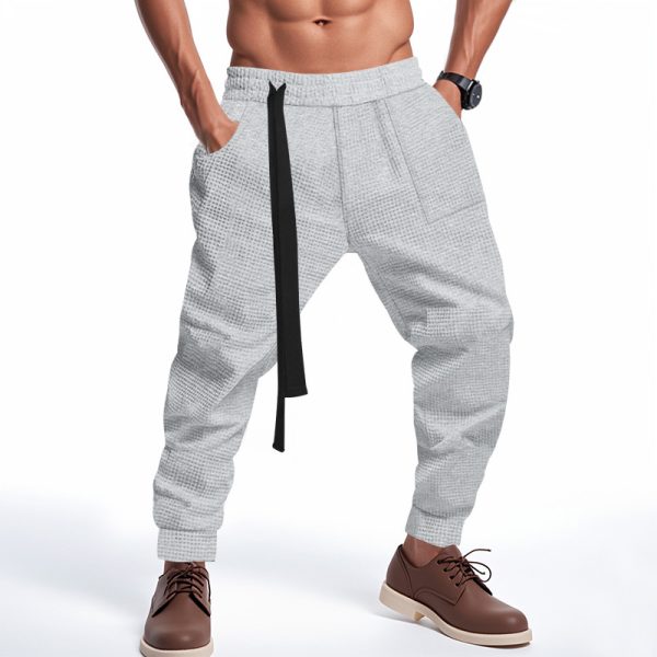 Pantalon décontracté pour homme, style gaufré uni, style hip-hop, streetwear, jogging
