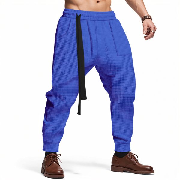 Pantalon décontracté pour homme, style gaufré uni, style hip-hop, streetwear, jogging