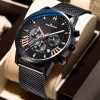 Montre Homme Élégance – Bracelet Maille Acier & Cadran Chronographe