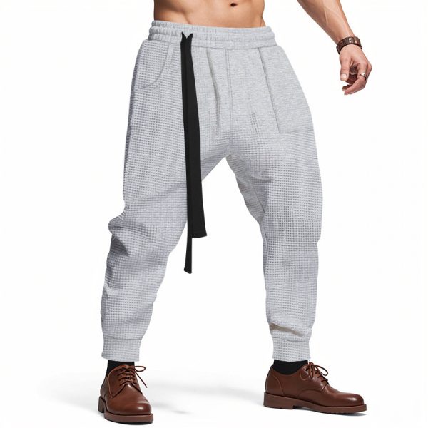 Pantalon décontracté pour homme, style gaufré uni, style hip-hop, streetwear, jogging